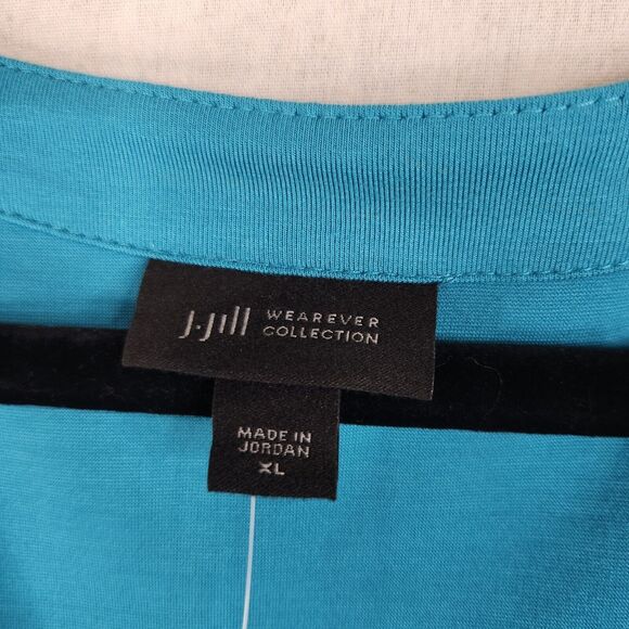 J. Jill Wearever Maxi A-Line Dress XL Blue Cap Sleeves V-Neck Double Face Jersey - Picture 9 of 11